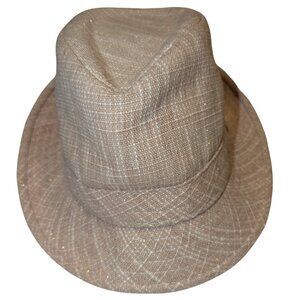 Steve Madden Fedora Hat – Beige & White Textured Shimmer